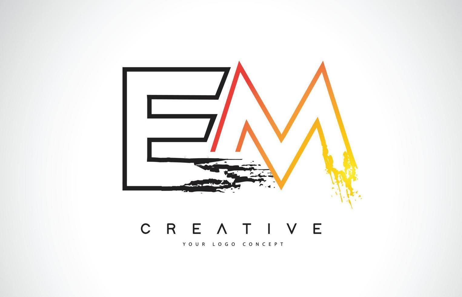 EM Creative Modern Logo Design with Orange and Black Colors. Monogram Stroke Letter Design. vector