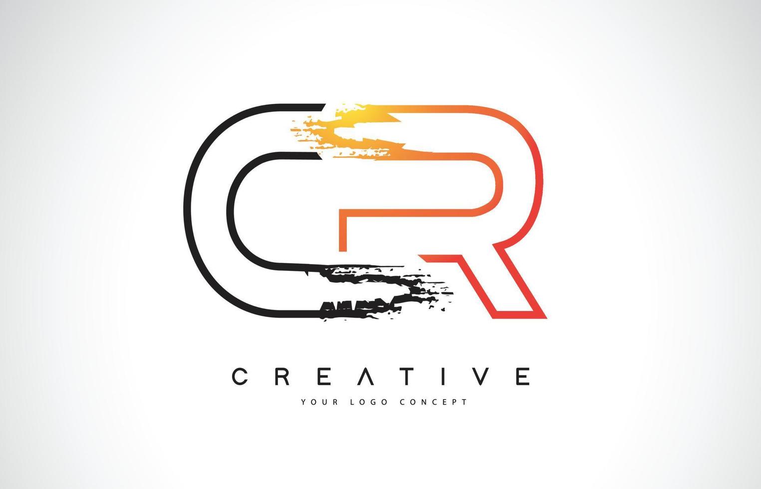 CR Creative Modern Logo Design with Orange and Black Colors. Monogram Stroke Letter Design. vector