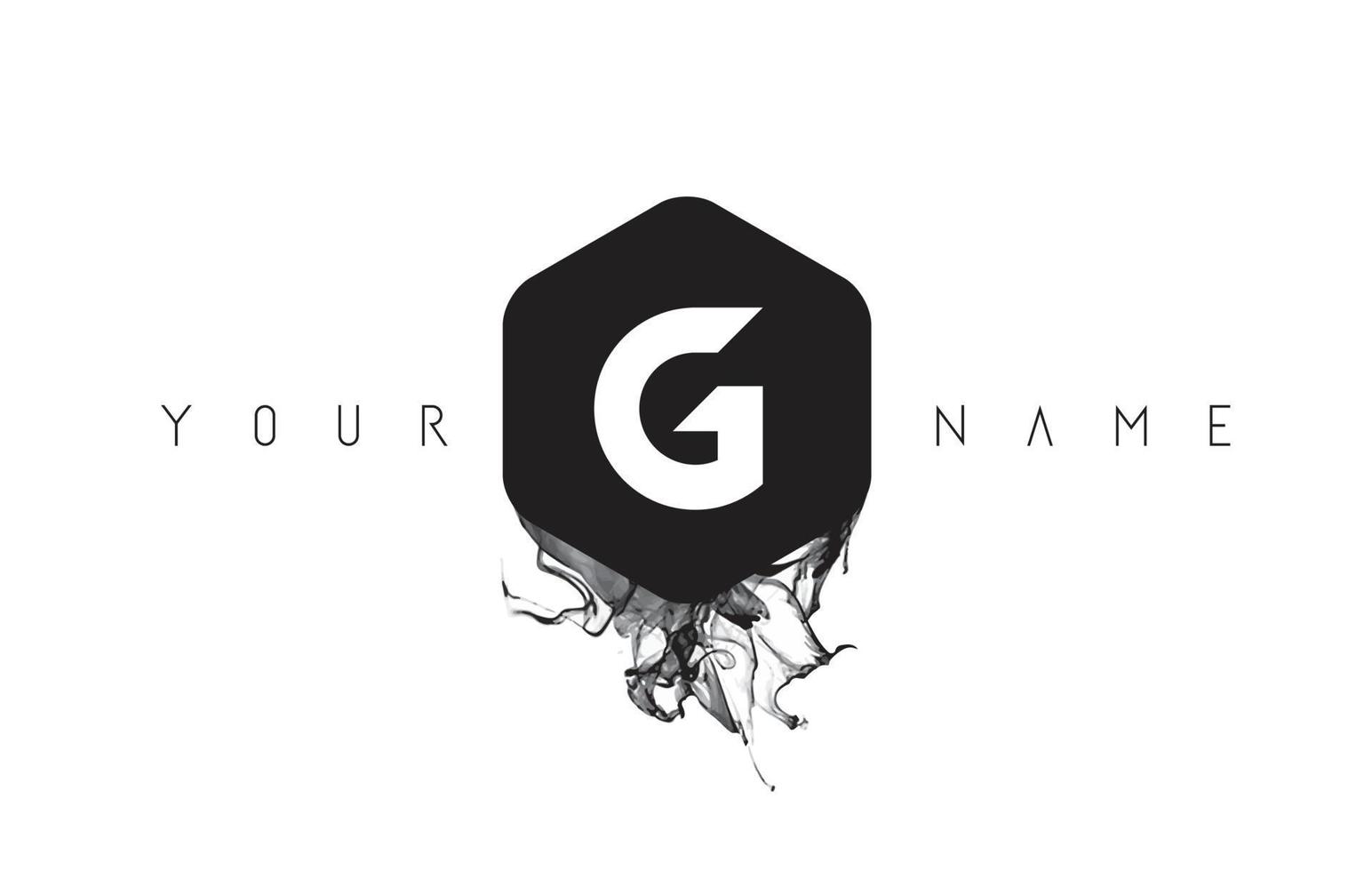 G Letter Logo Design with Black Ink Spill vector