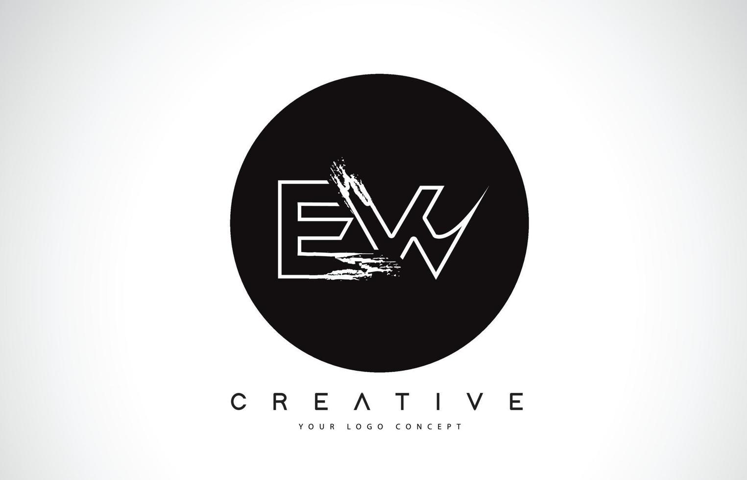 EW Modern Leter Logo Design with Black and White Monogram. Creative Letter Logo Brush Monogram. vector