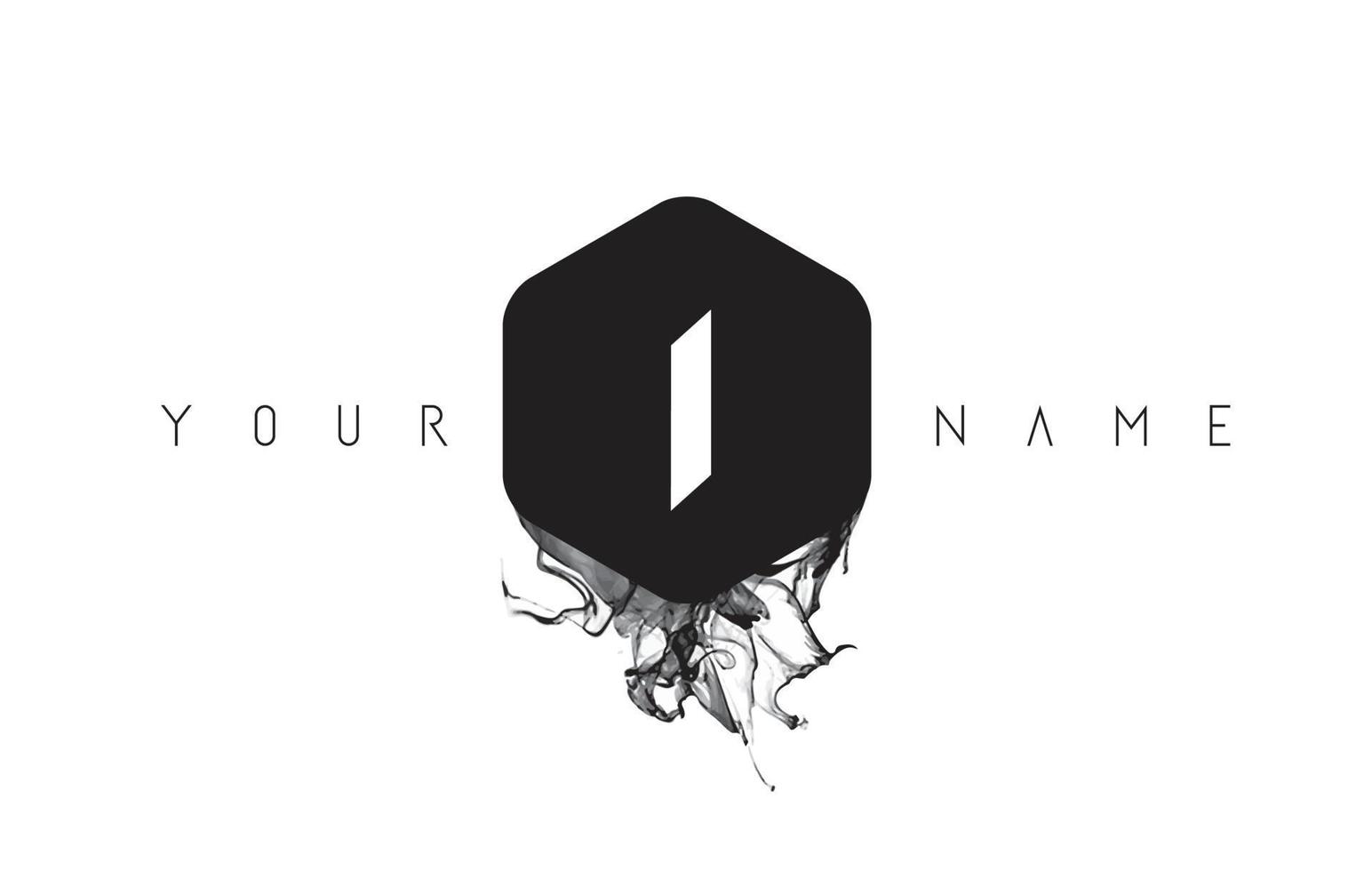 I Letter Logo Design with Black Ink Spill vector