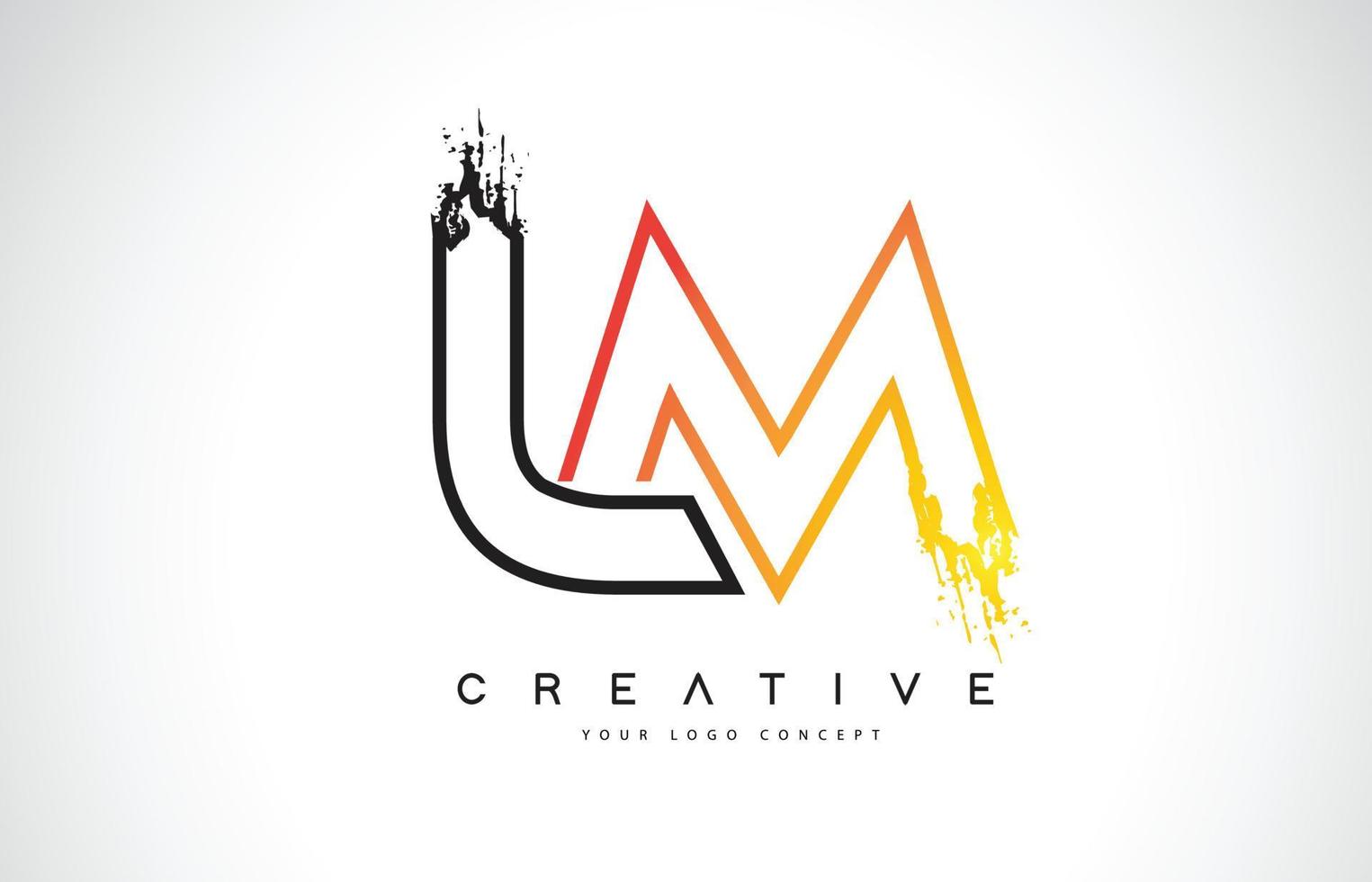 LM Creative Modern Logo Design with Orange and Black Colors. Monogram Stroke Letter Design. vector