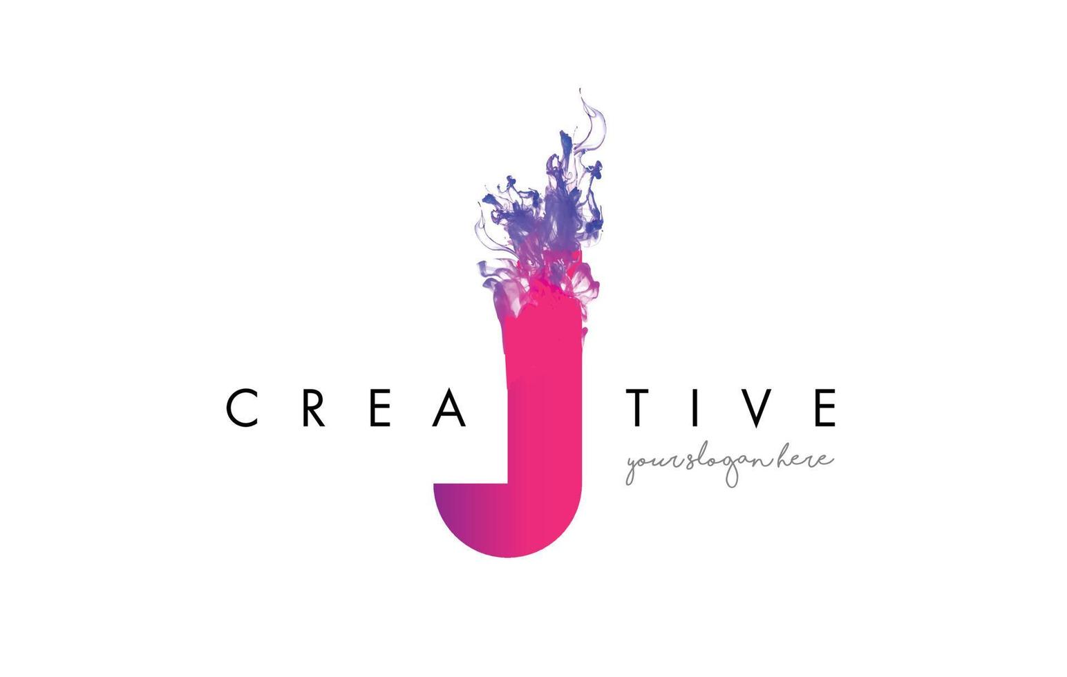 J Letter Logo Design with Ink Cloud Flowing Texture. vector