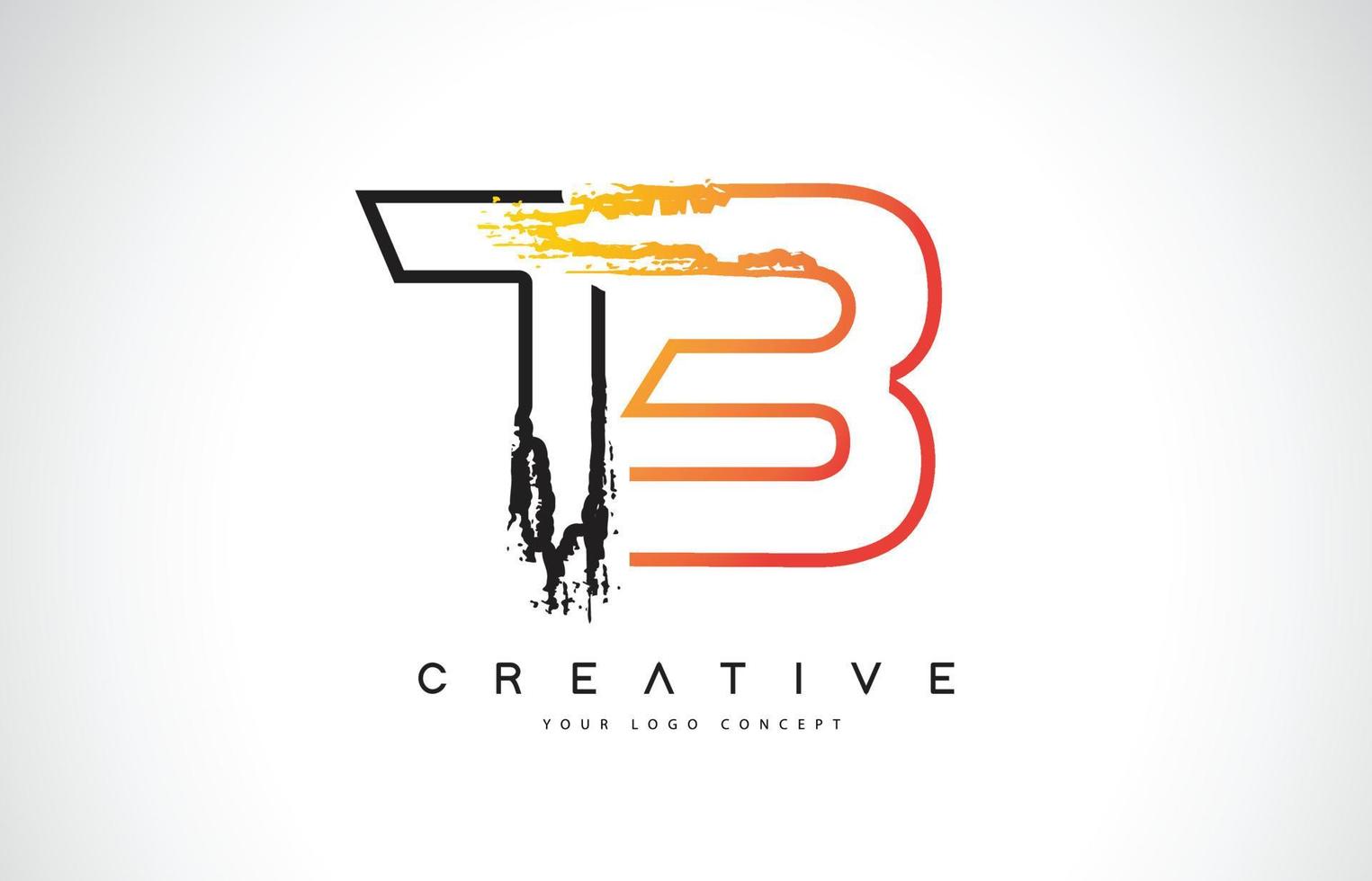 TB Creative Modern Logo Design with Orange and Black Colors. Monogram Stroke Letter Design. vector