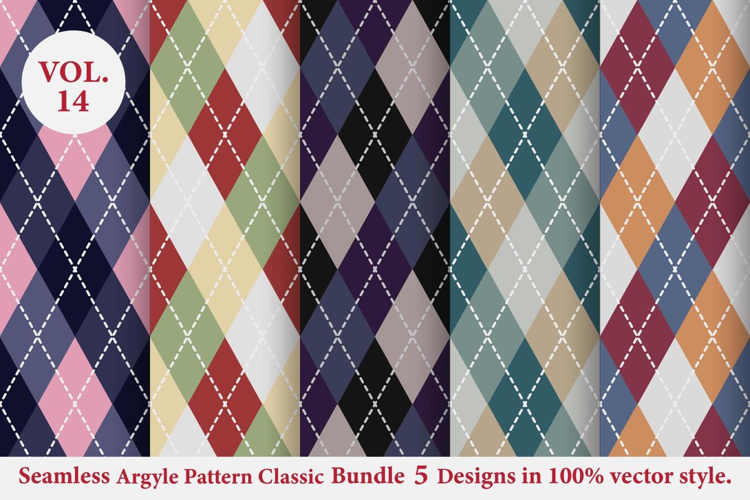 Argyle classic Pattern vector Bundle 5 designs Traditional,Fabric texture background