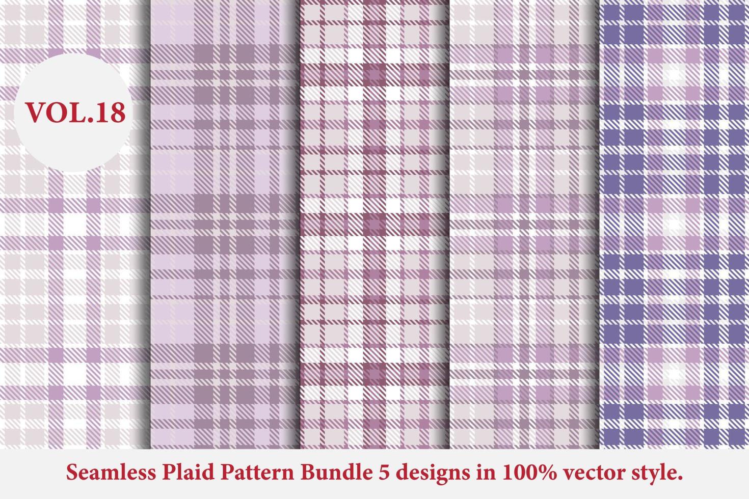 Plaid Pattern Bundle 5 designs Buffalo Vector, Tartan Fabric background wallpaper, Monochrome patterns collection vector