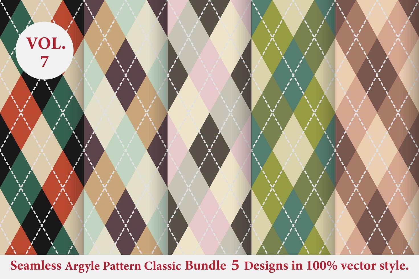 Argyle classic Pattern vector Bundle 5 designs Traditional,Fabric texture background