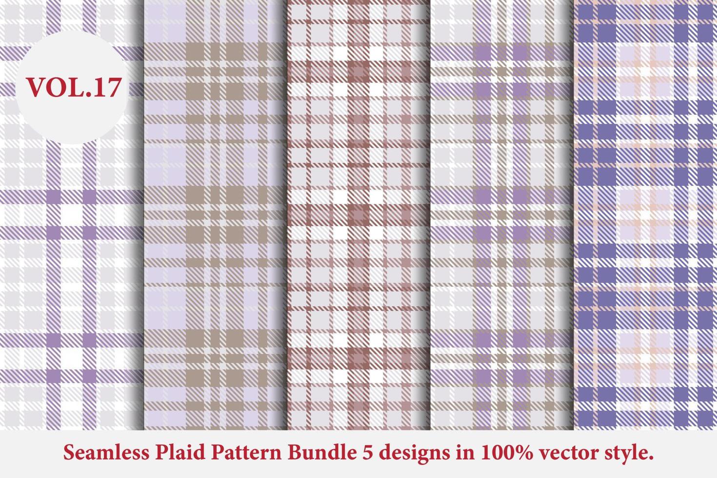 Plaid Pattern Bundle 5 designs Buffalo Vector, Tartan Fabric background wallpaper, Monochrome patterns collection vector