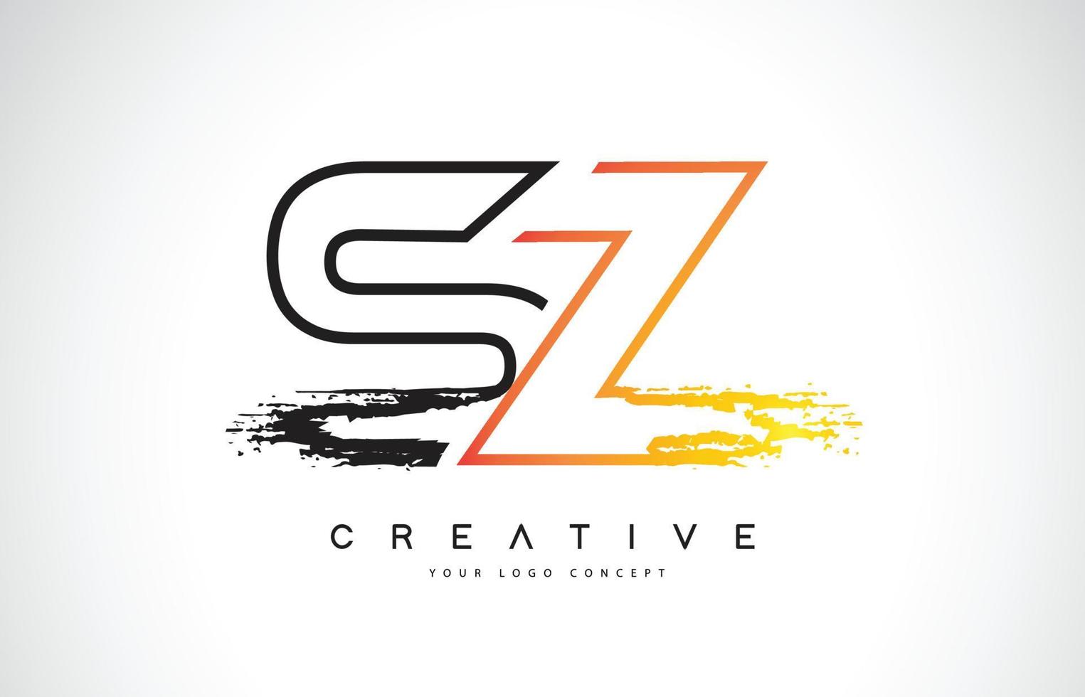 SZ Creative Modern Logo Design with Orange and Black Colors. Monogram Stroke Letter Design. vector