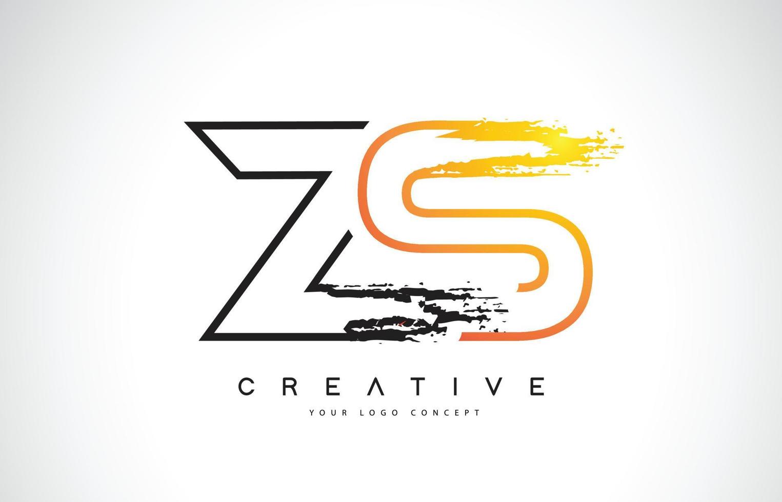 ZS Creative Modern Logo Design with Orange and Black Colors. Monogram Stroke Letter Design. vector