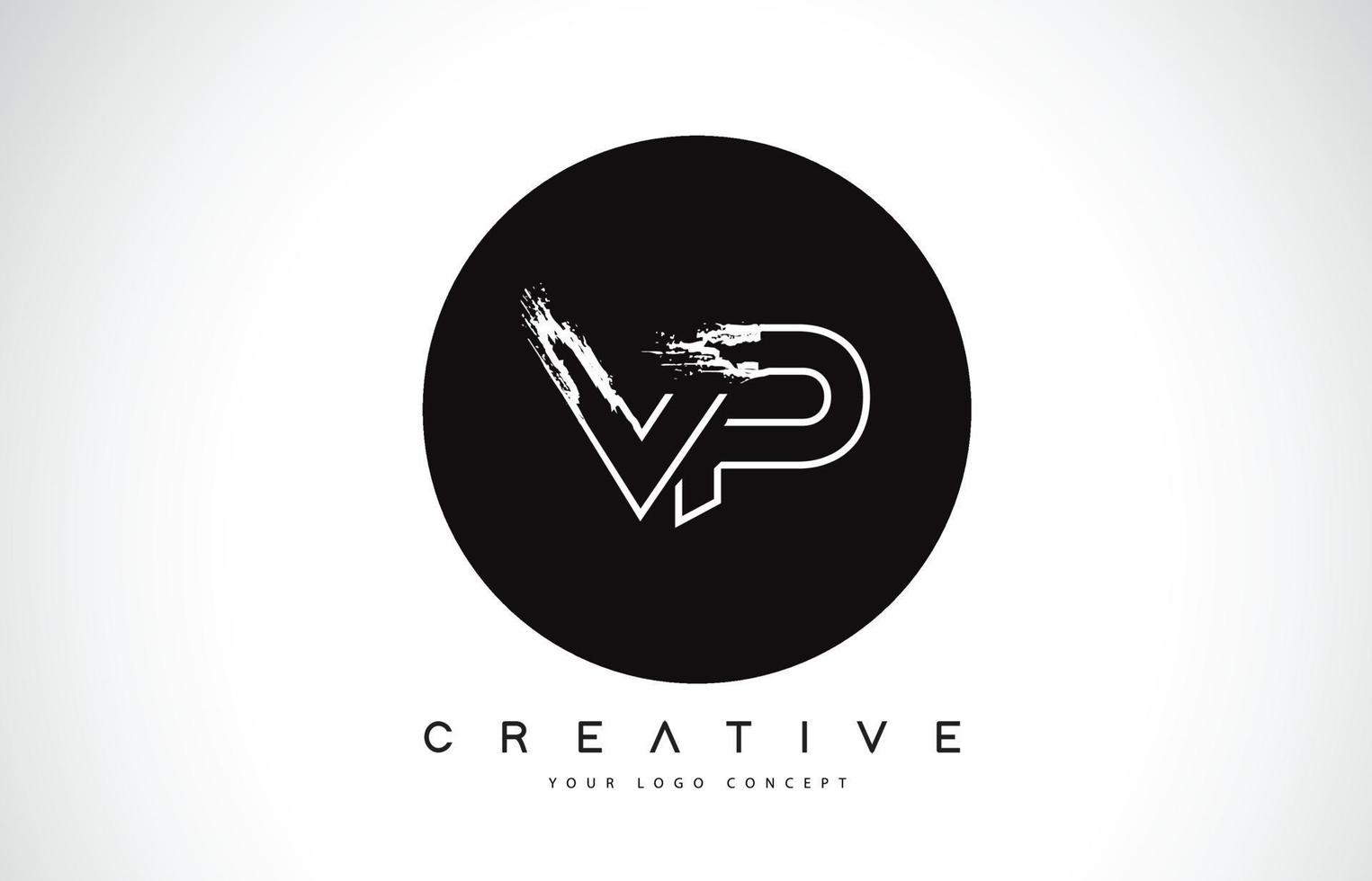 VP Modern Leter Logo Design with Black and White Monogram. Creative Letter Logo Brush Monogram. vector