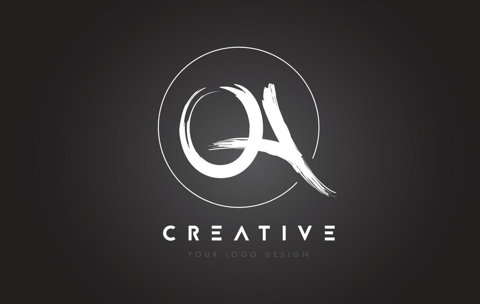QA Brush Letter Logo Design. Artistic Handwritten Letters Logo Concept. vector
