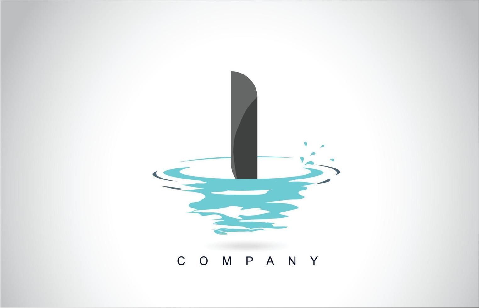 I Letter Logo Design with Water Splash Ripples Drops Reflection vector