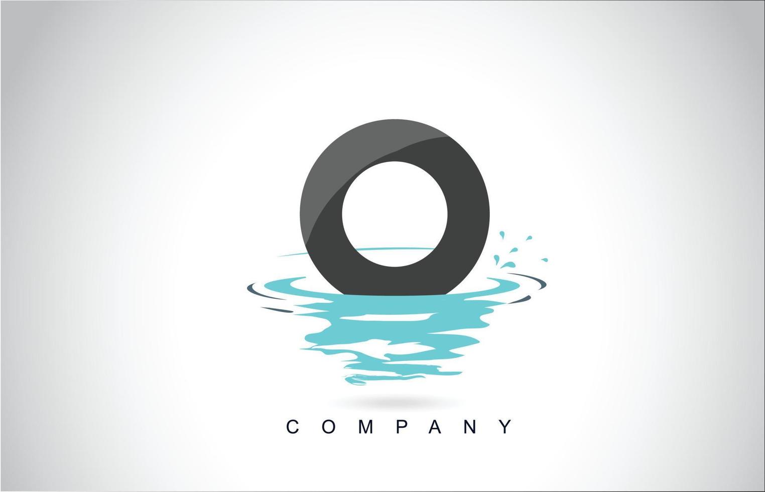 O Letter Logo Design with Water Splash Ripples Drops Reflection vector