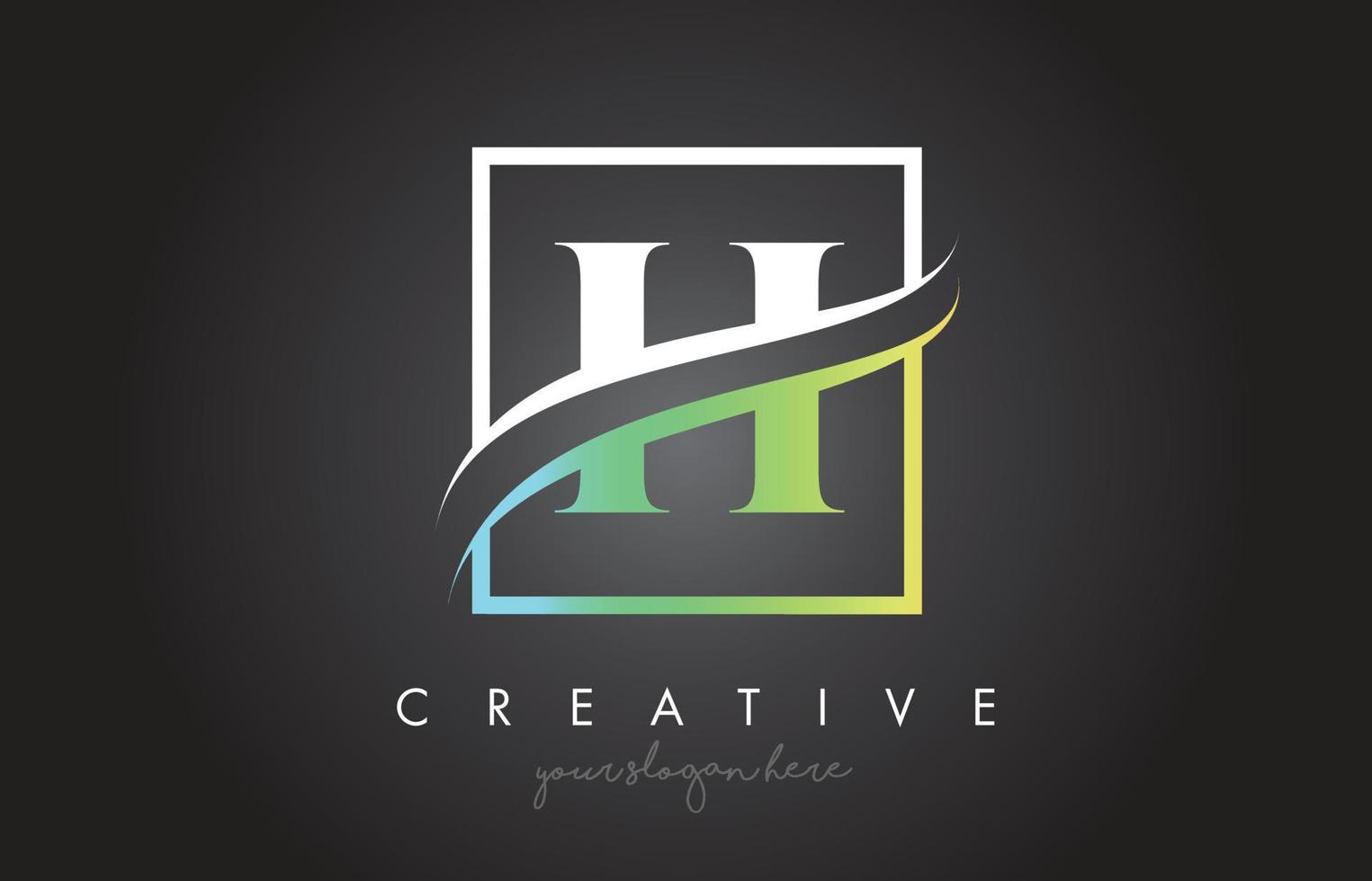 H Letter Logo Design with Square Swoosh Border and Creative Icon Design. vector