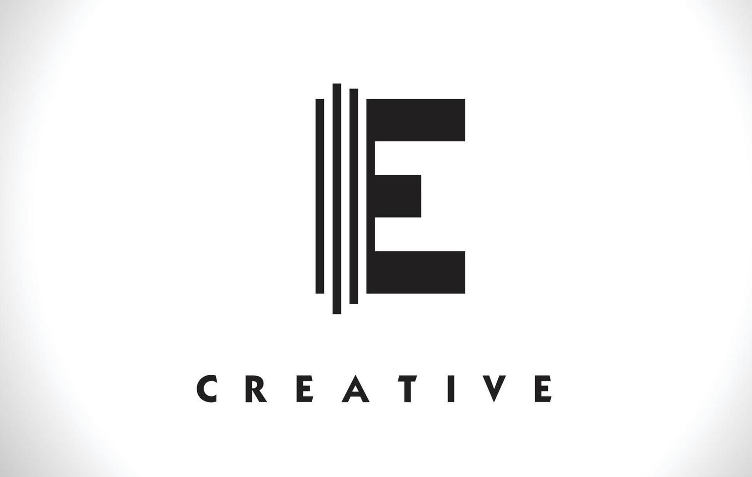 E Logo Letter With Black Lines Design. Line Letter Vector Illustration