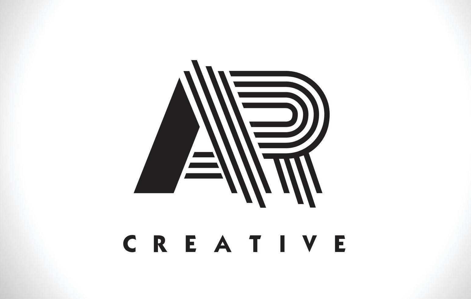 AR Logo Letter With Black Lines Design. Line Letter Vector Illustration