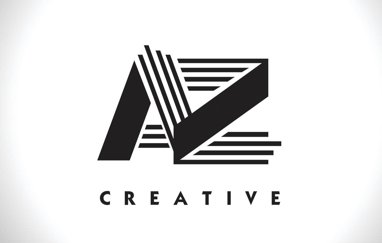 AZ Logo Letter With Black Lines Design. Line Letter Vector Illustration