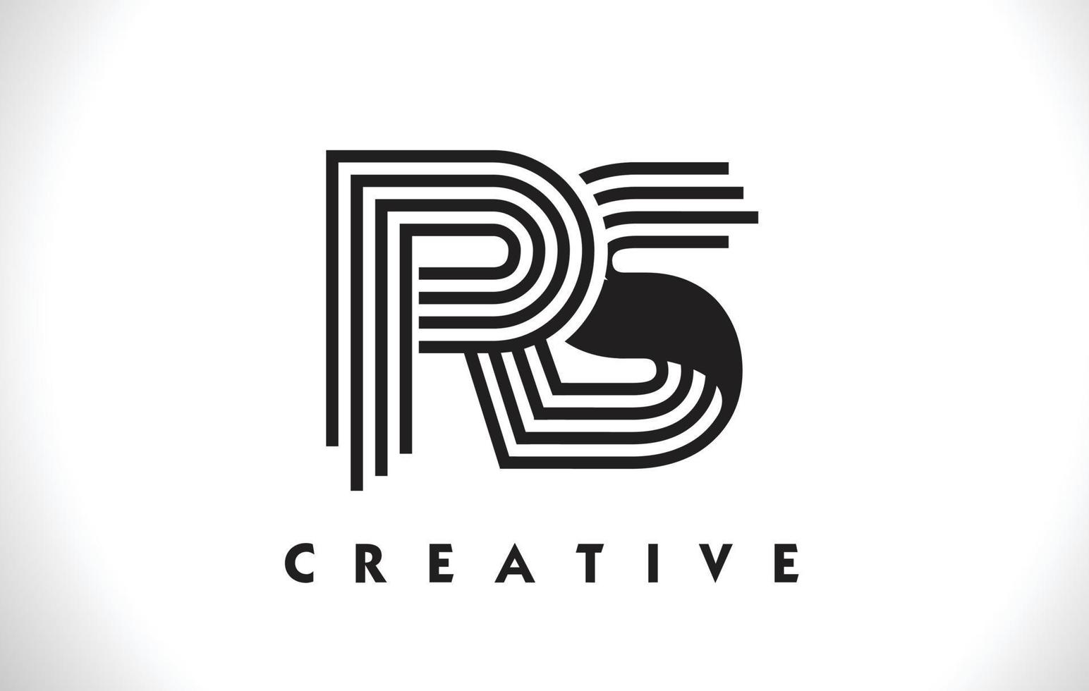 RS Logo Letter With Black Lines Design. Line Letter Vector Illustration