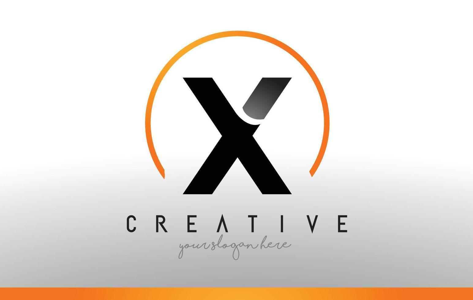 X Letter Logo Design with Black Orange Color. Cool Modern Icon Template. vector