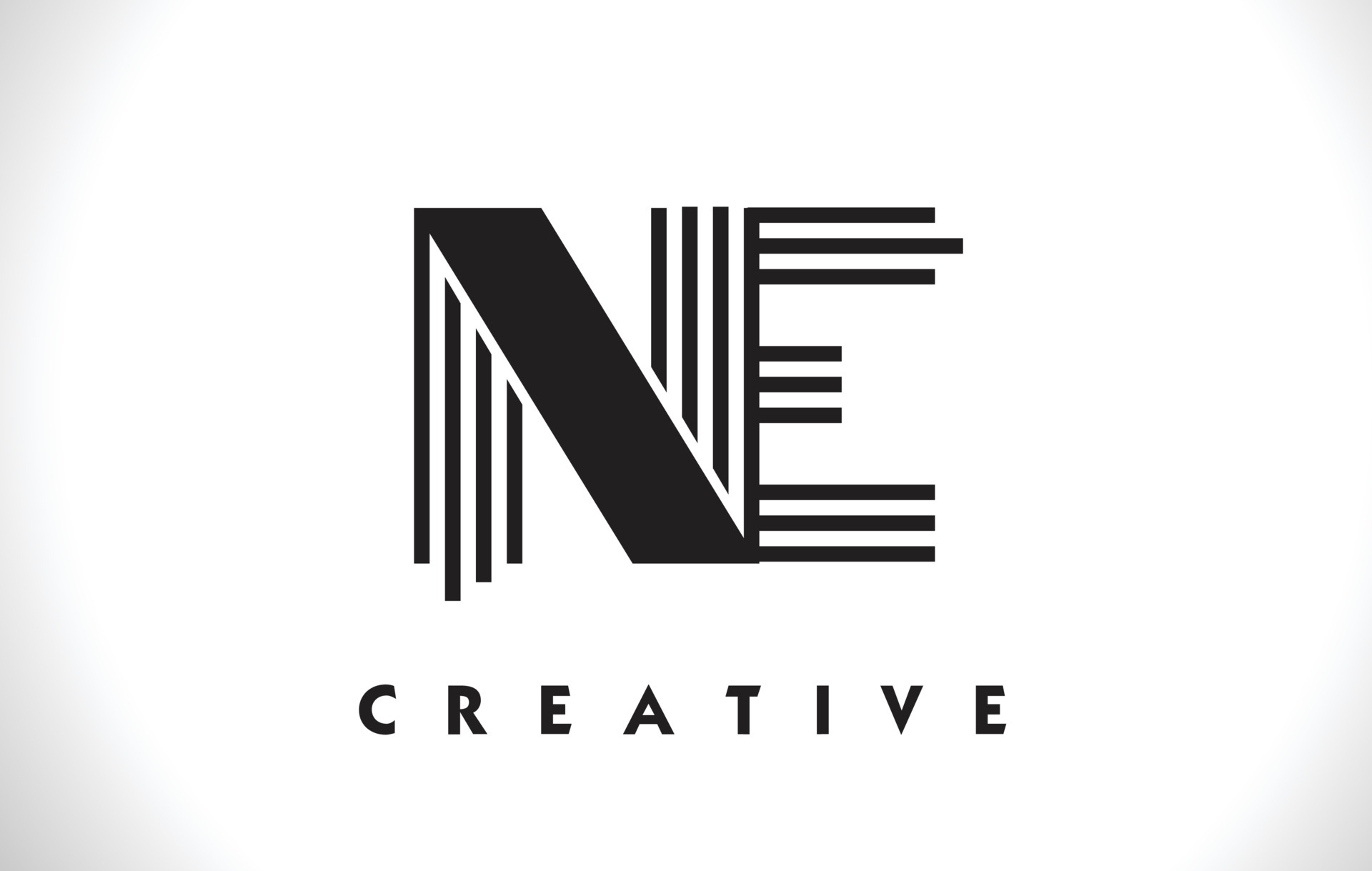 NE Logo Letter With Black Lines Design. Line Letter Vector Illustration ...