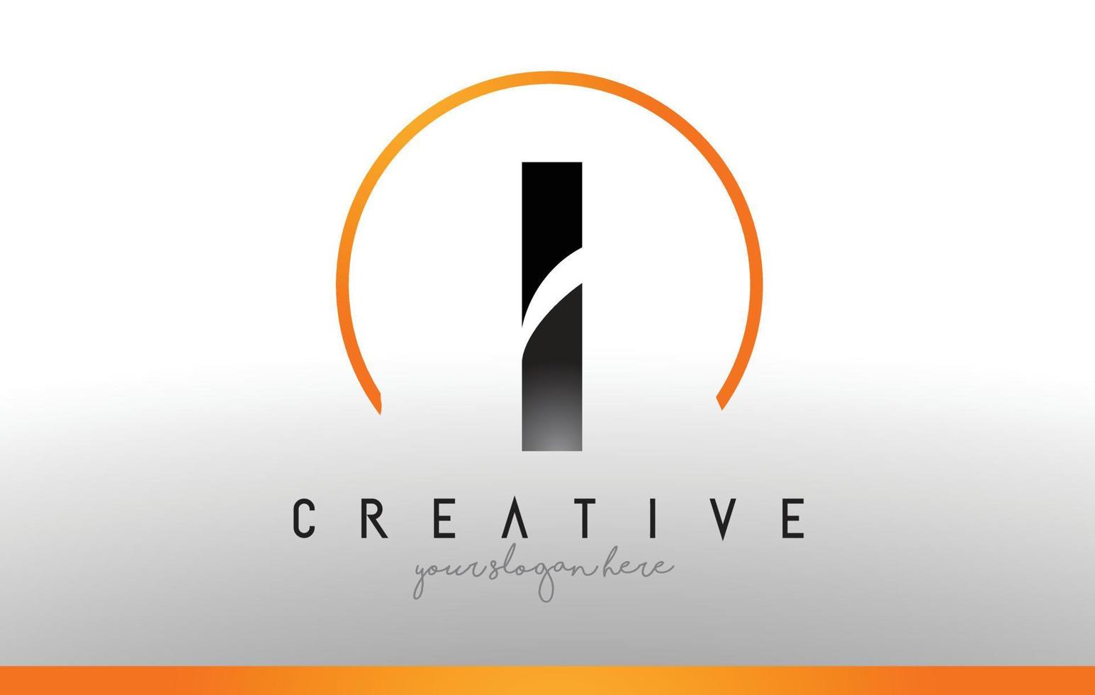 Diseño de logotipo de letra i con color naranja negro. plantilla de icono moderno fresco. vector