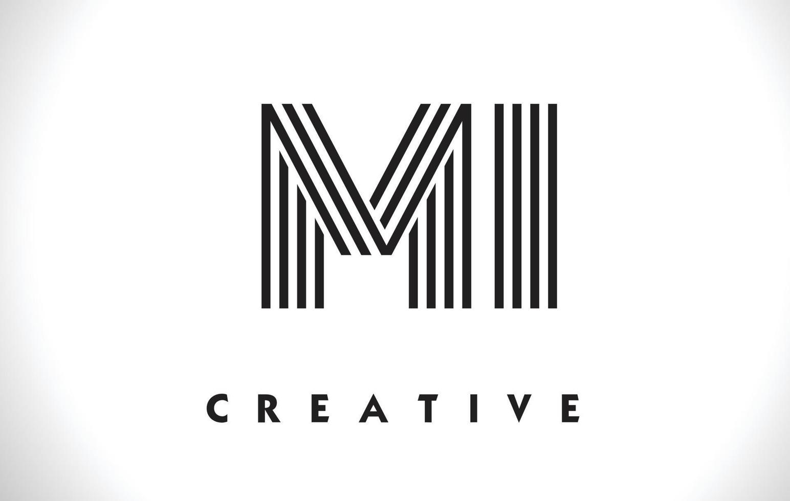 MI Logo Letter With Black Lines Design. Line Letter Vector Illustration