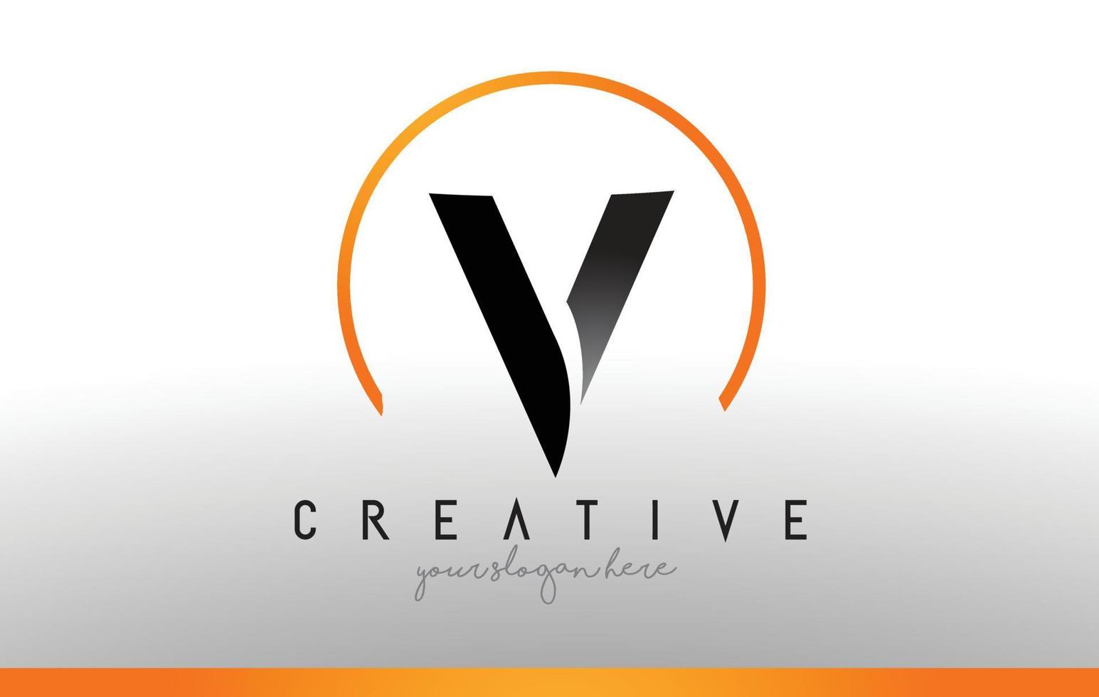 V Letter Logo Design with Black Orange Color. Cool Modern Icon Template. vector