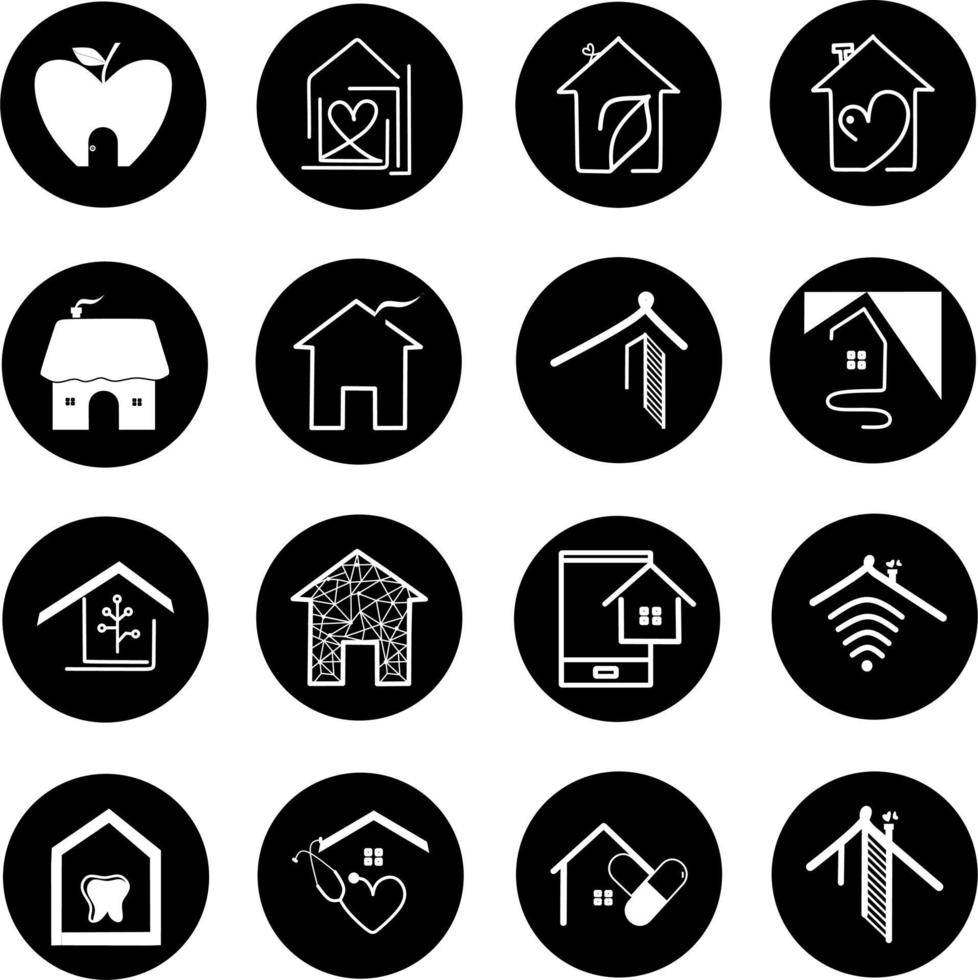 Set of real estate, smart home technology, medical home, love home vector icons. Smart house automation control system symbols. Modern infographic icons for web, mobile apps and ui design.