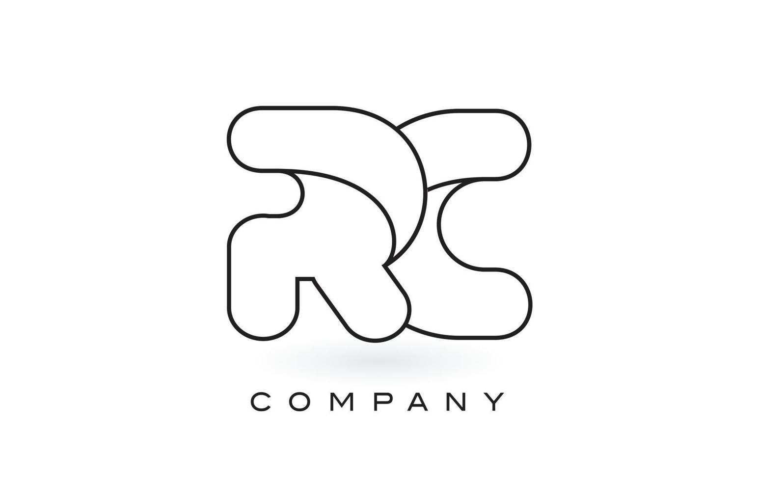 RC Monogram Letter Logo With Thin Black Monogram Outline Contour. Modern Trendy Letter Design Vector. vector