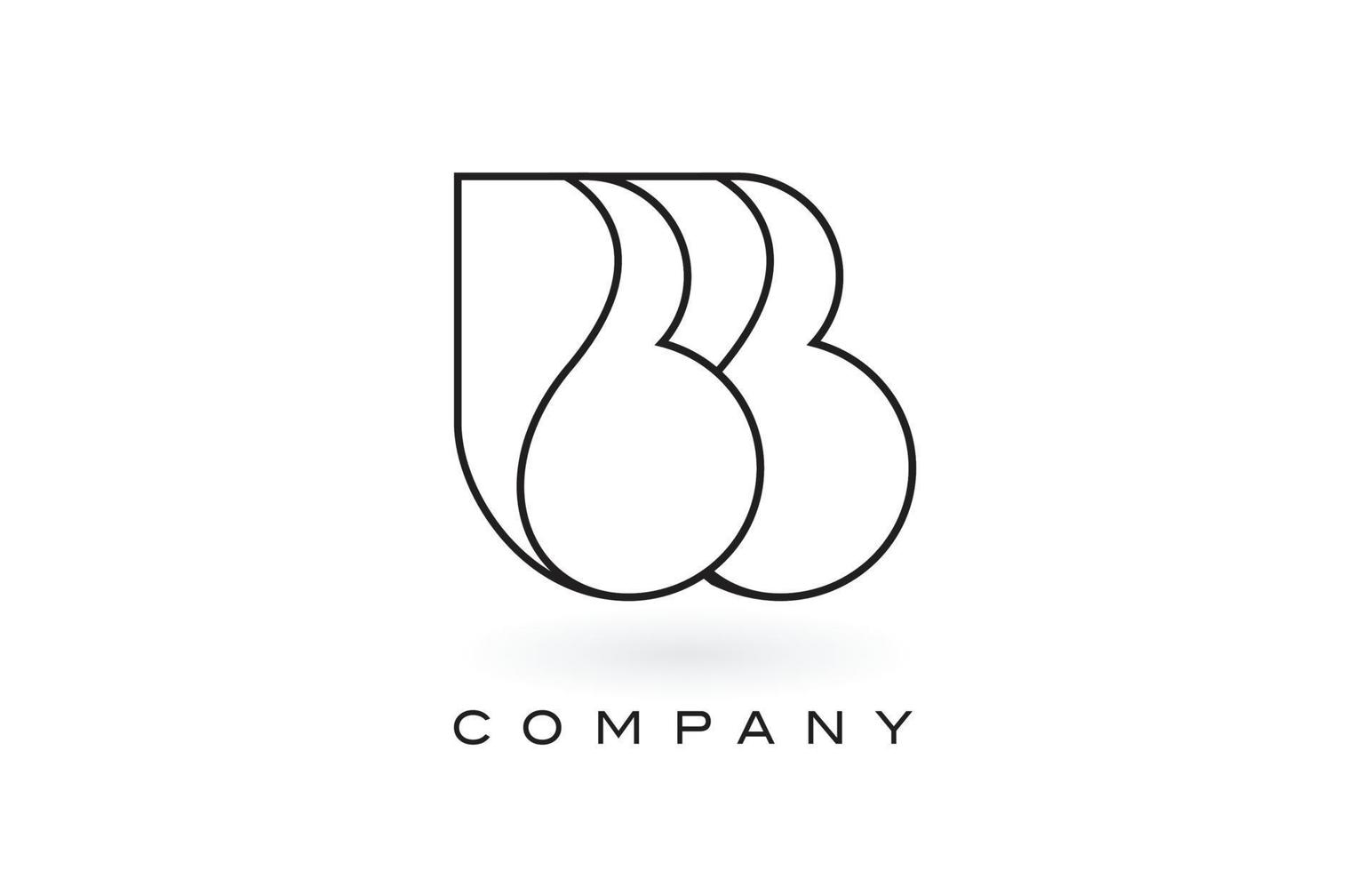 BB Monogram Letter Logo With Thin Black Monogram Outline Contour. Modern Trendy Letter Design Vector. vector