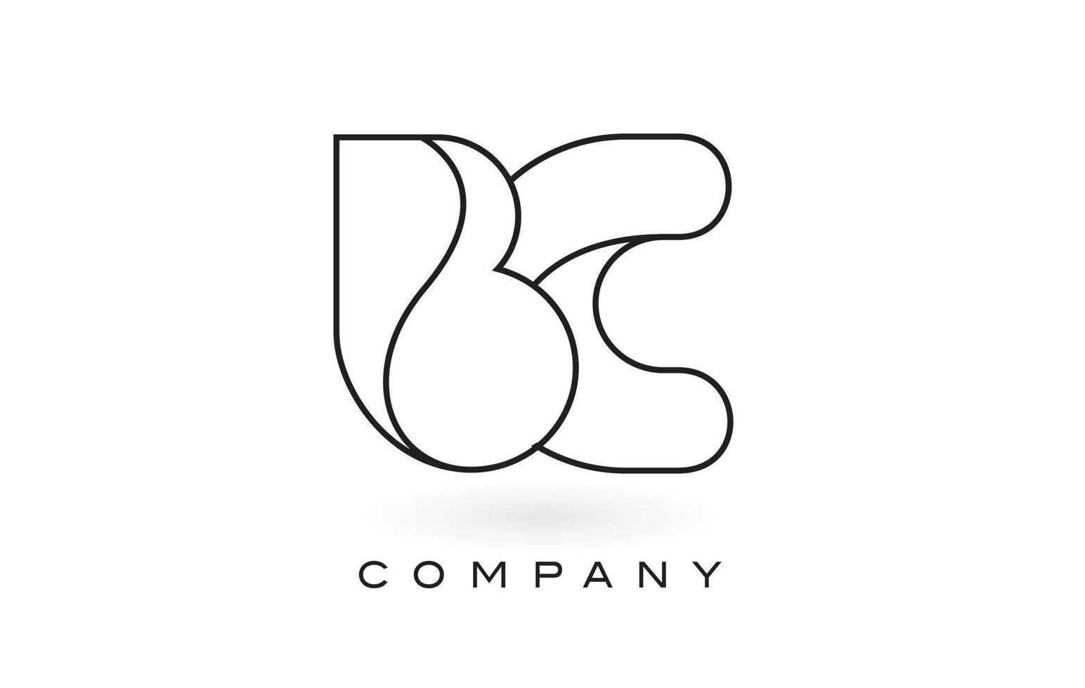 Logotipo de letra bc monogram con contorno de contorno de monograma negro fino. vector de diseño de carta de moda moderna.