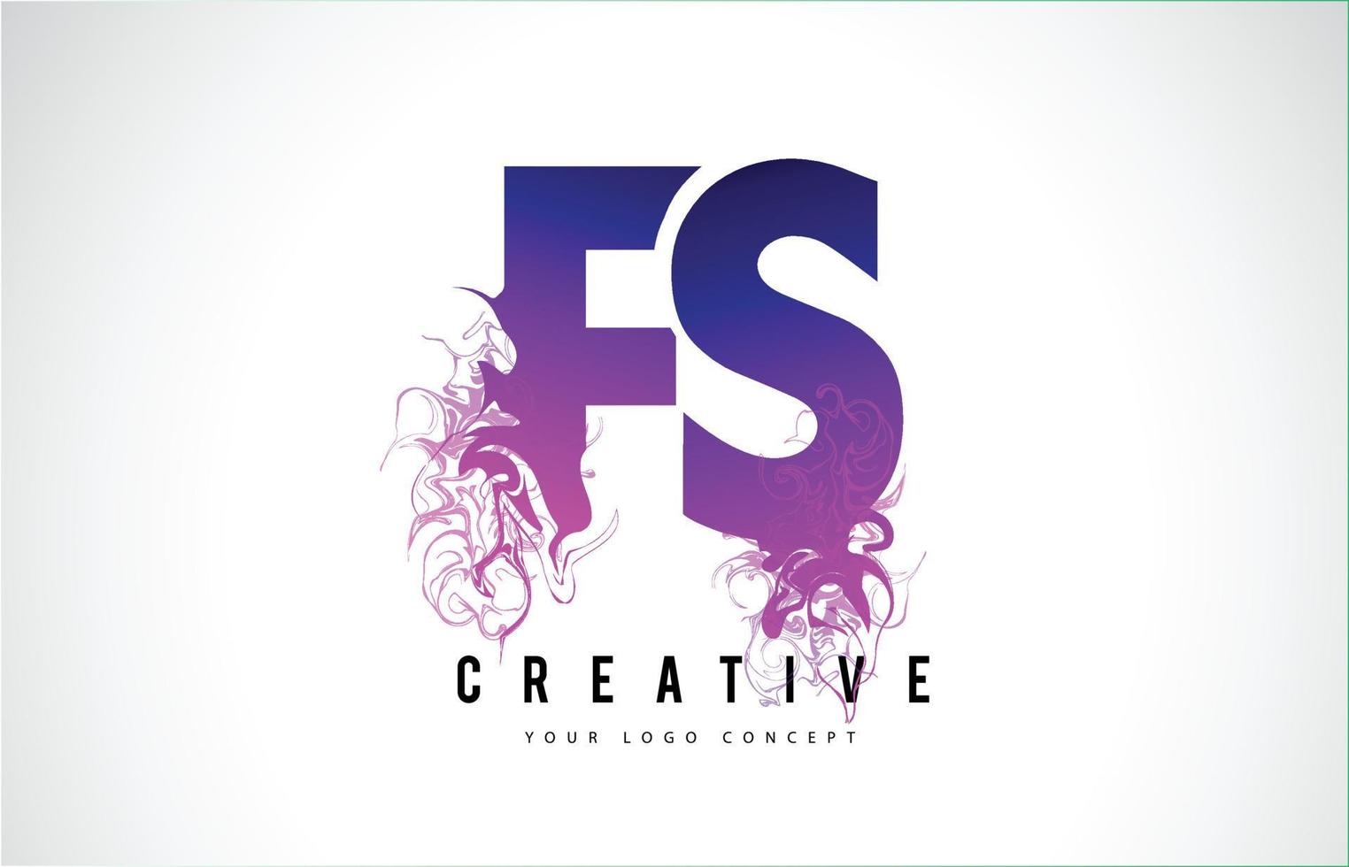 Diseño de logotipo de letra morada fs fs con efecto líquido que fluye vector
