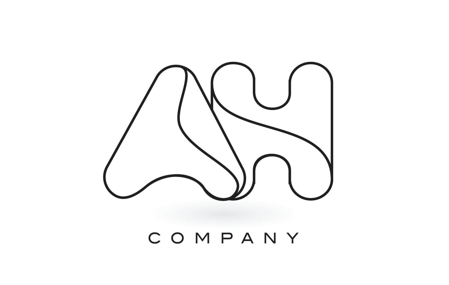 AH Monogram Letter Logo With Thin Black Monogram Outline Contour. Modern Trendy Letter Design Vector. vector