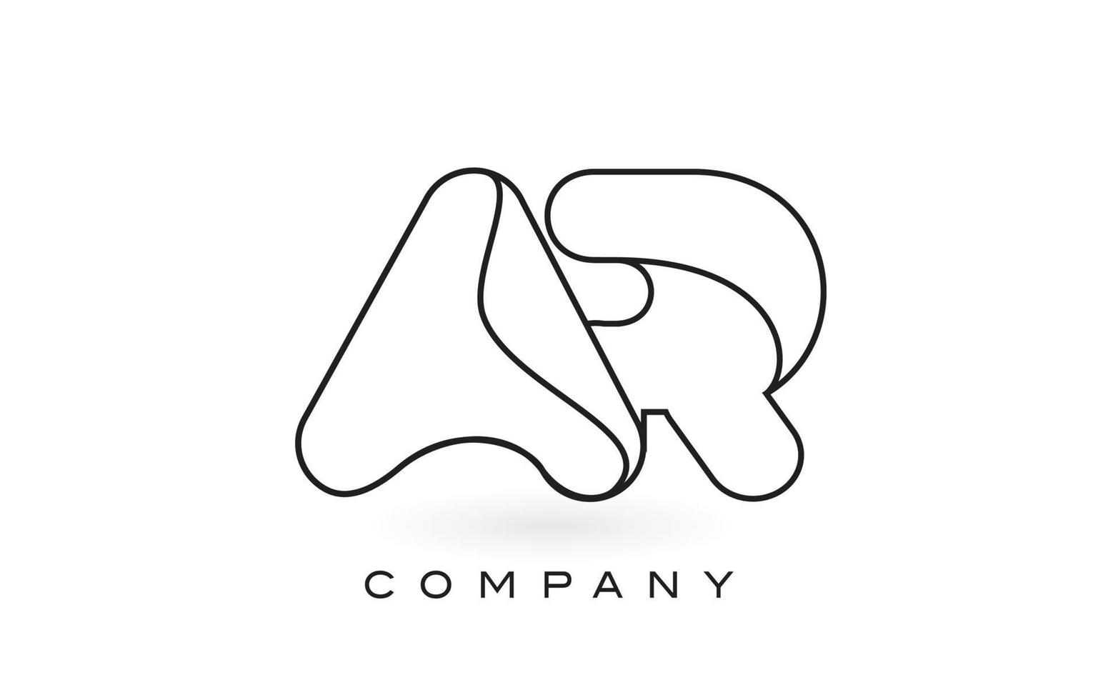 AR Monogram Letter Logo With Thin Black Monogram Outline Contour. Modern Trendy Letter Design Vector. vector