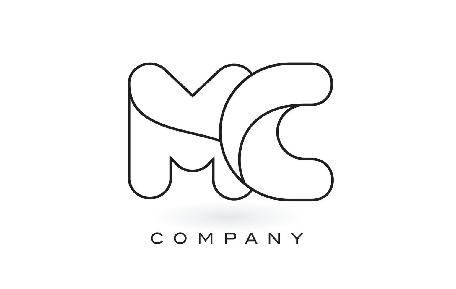 MC Monogram Letter Logo With Thin Black Monogram Outline Contour. Modern Trendy Letter Design Vector. vector