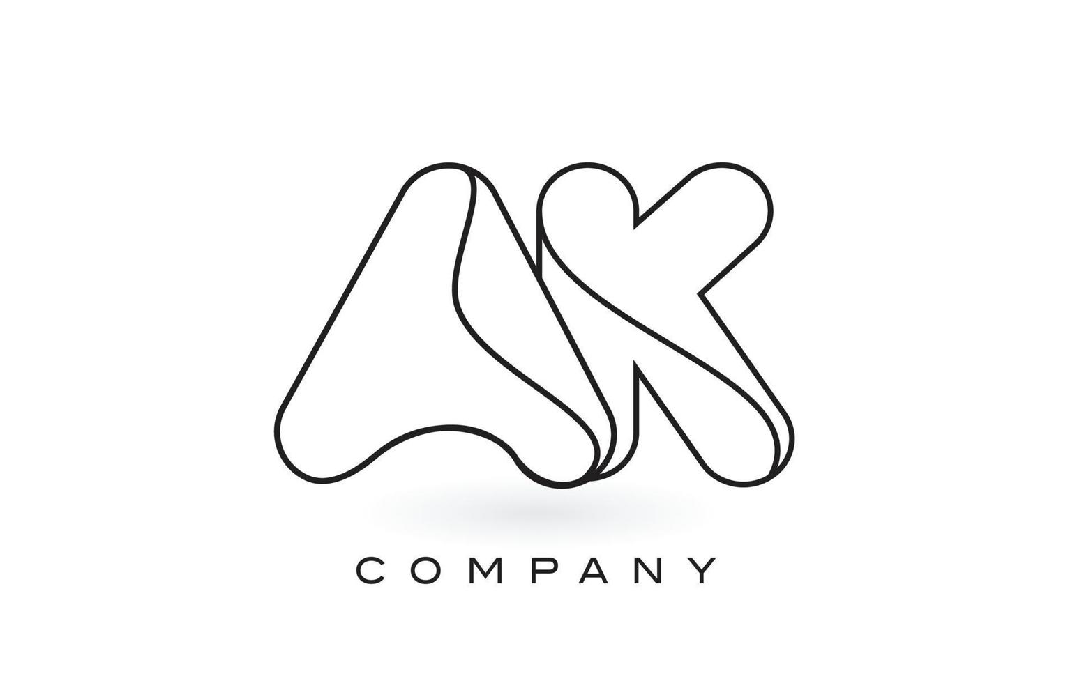 AK Monogram Letter Logo With Thin Black Monogram Outline Contour. Modern Trendy Letter Design Vector. vector