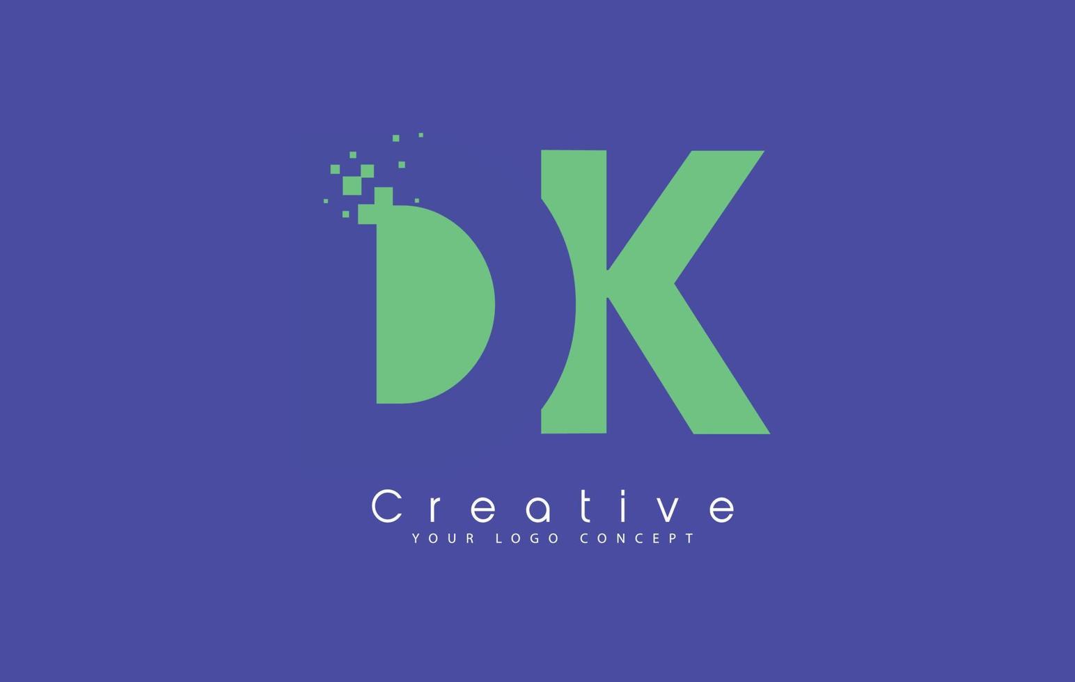 Diseño de logotipo letra dk con concepto de espacio negativo. vector