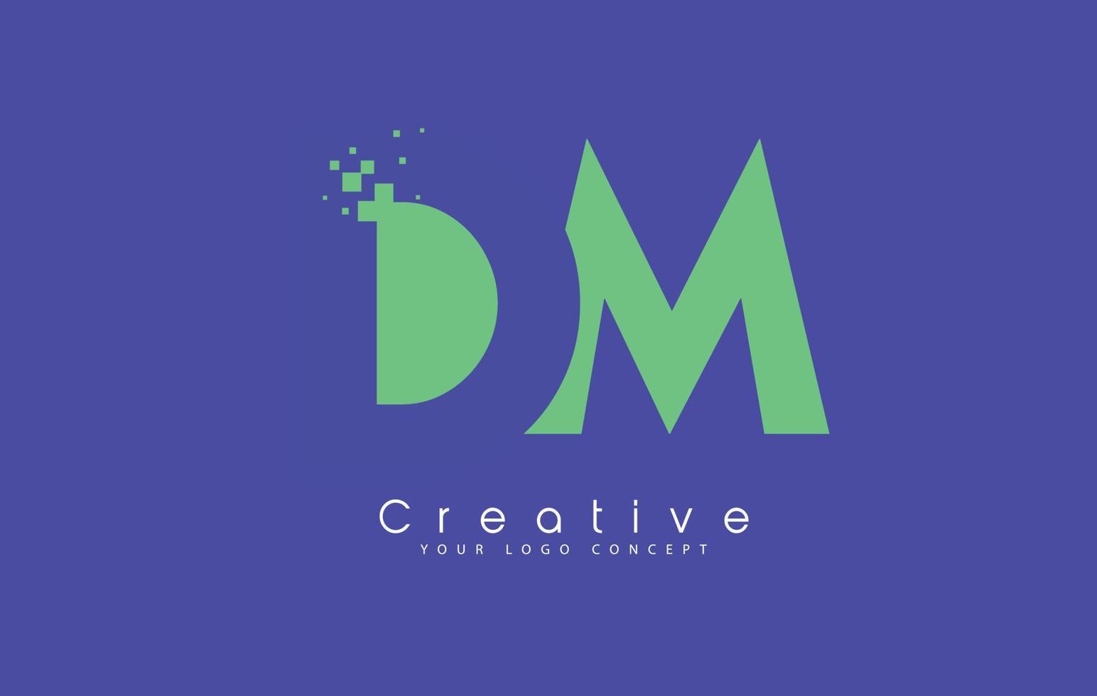Diseño de logotipo de letra dm con concepto de espacio negativo. vector