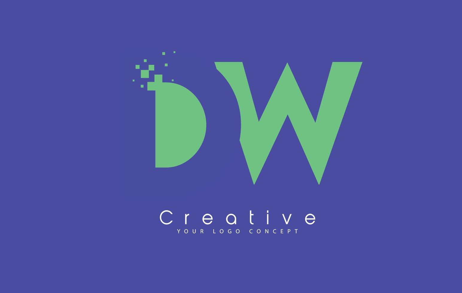 Diseño de logotipo letra dw con concepto de espacio negativo. vector