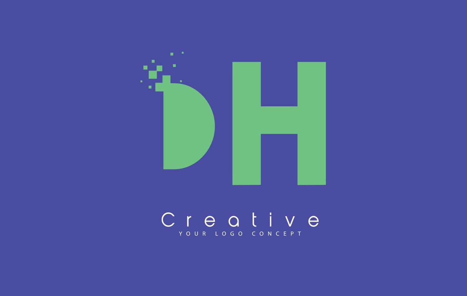 Diseño de logotipo de letra dh con concepto de espacio negativo. vector