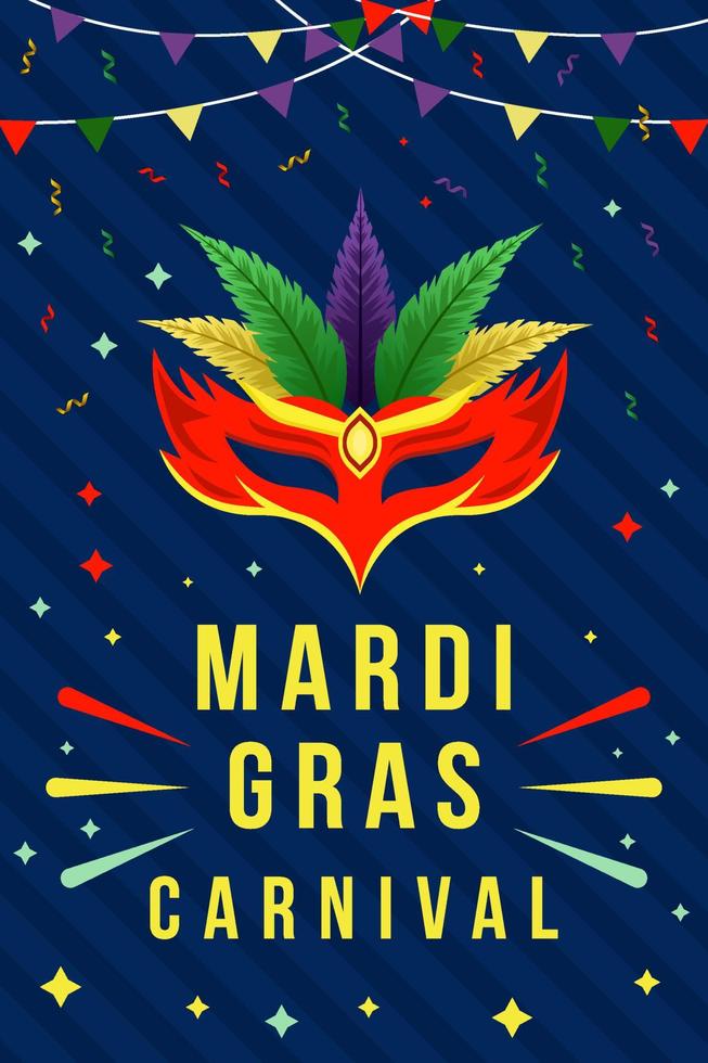 Diseño de cartel de banner de carnaval de Mardi Gras. Ilustración de vector de mardi gras