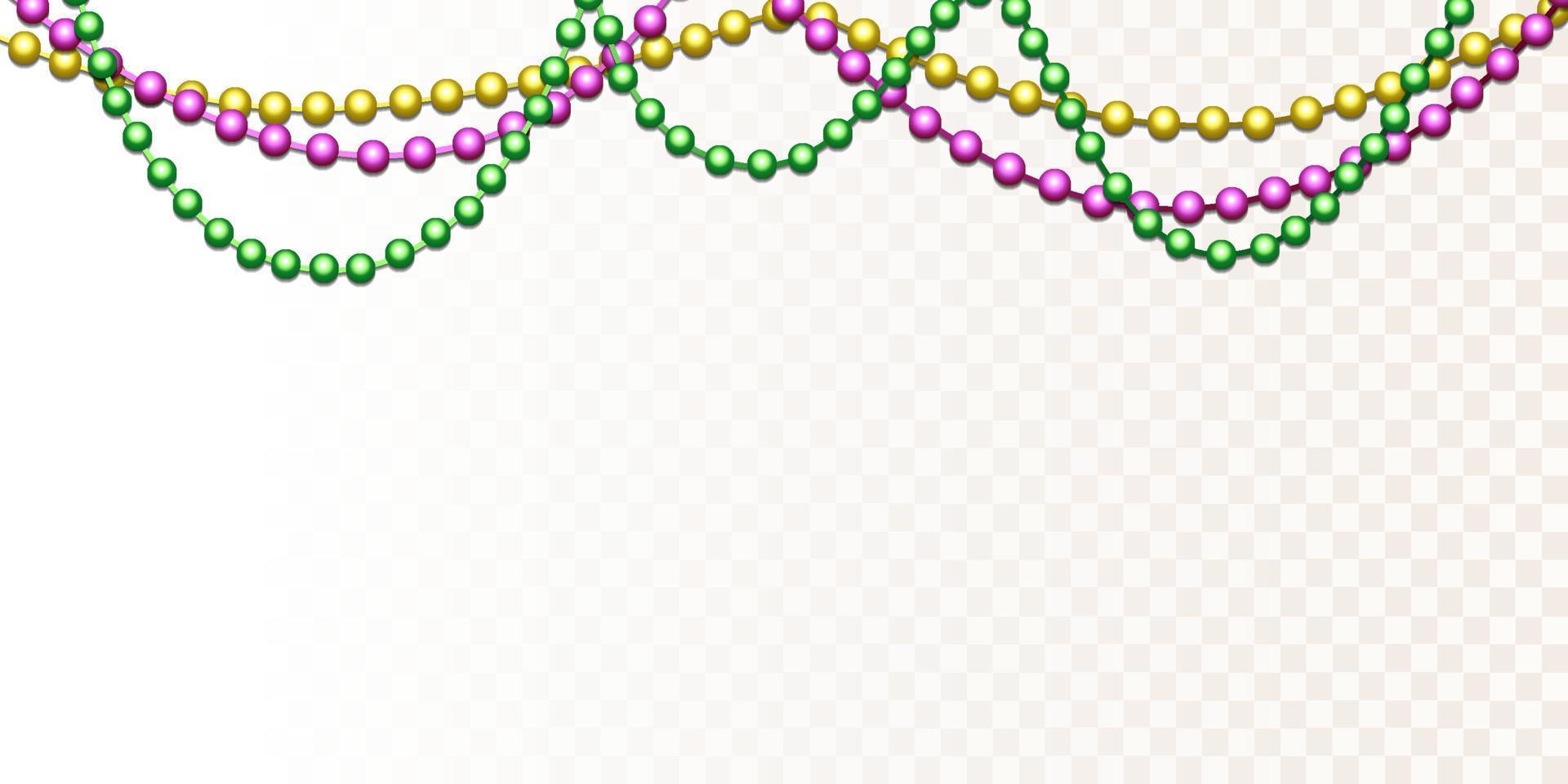 mardi gras beads. mardi gras decoration. isolated on transparent background. vector design illustration