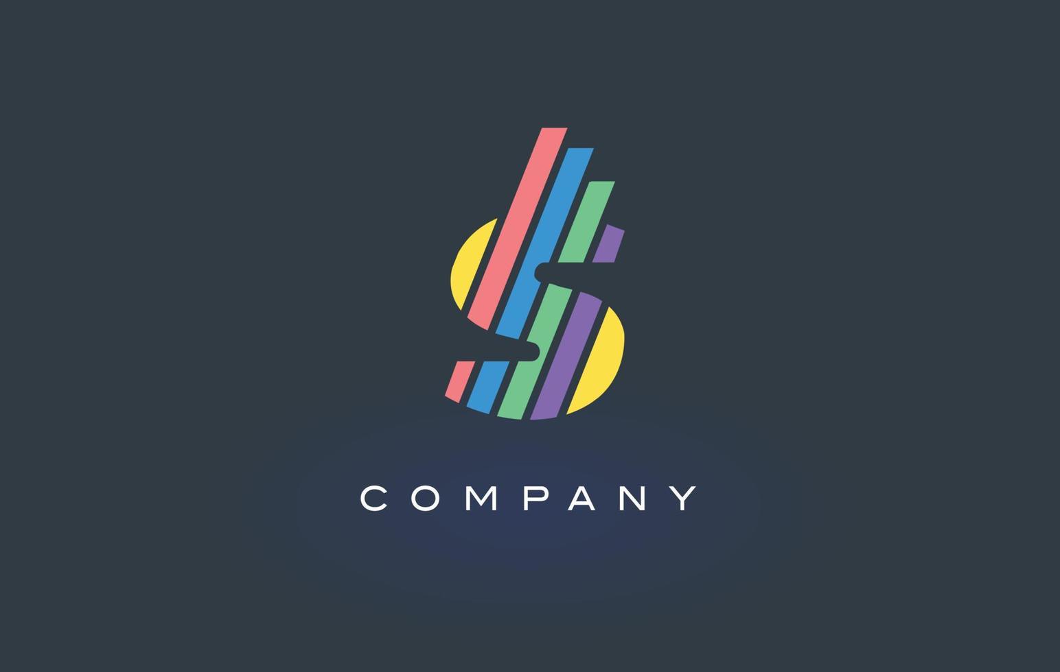 Logotipo de letra s con vector de diseño de líneas coloridas. ilustración de icono de letra de arco iris