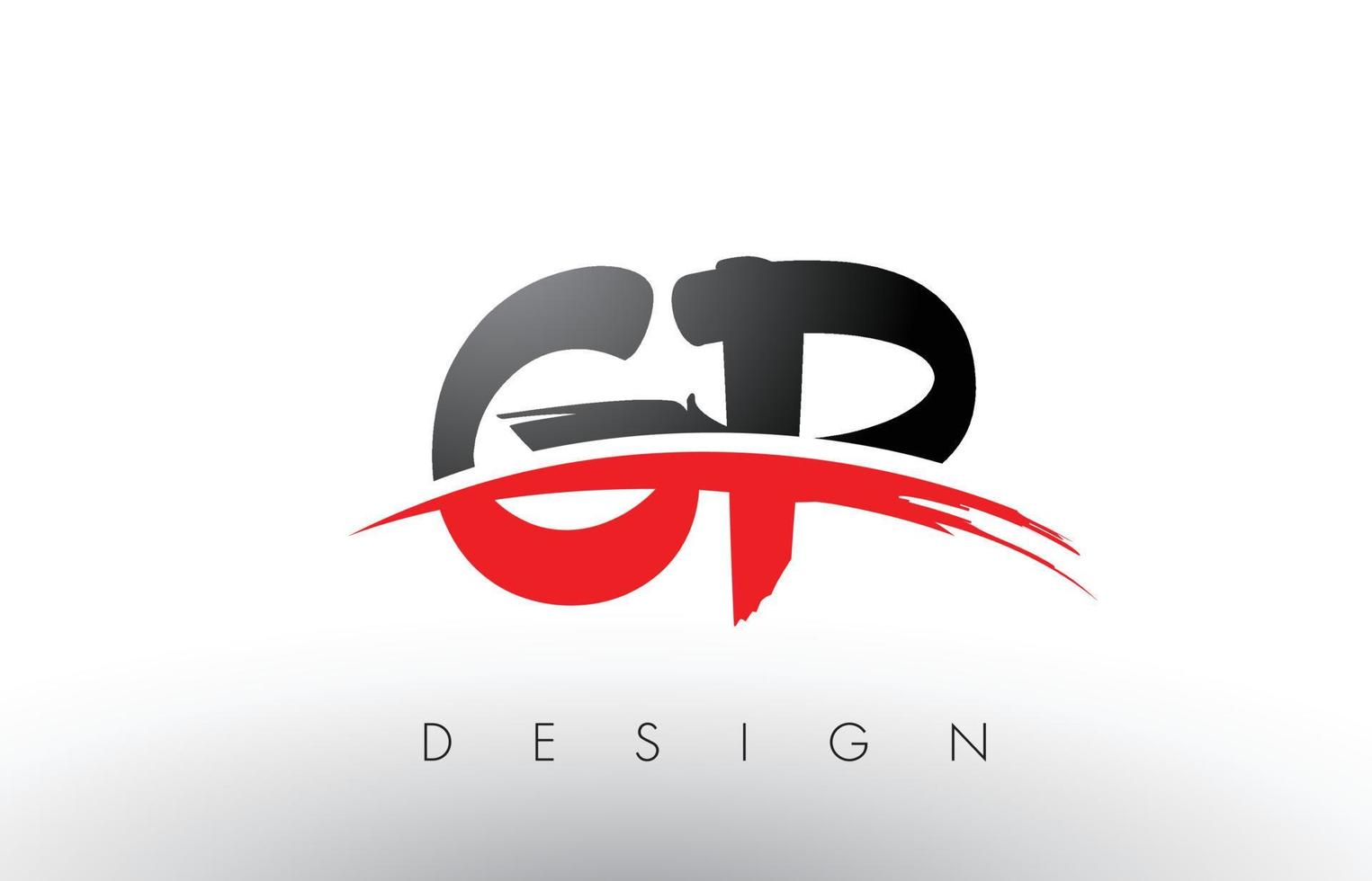 GP G P Brush Logo Letters with Red and Black Swoosh Brush Front vector