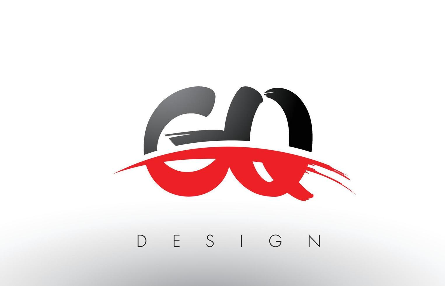 GQ G Q Brush Logo Letters with Red and Black Swoosh Brush Front vector