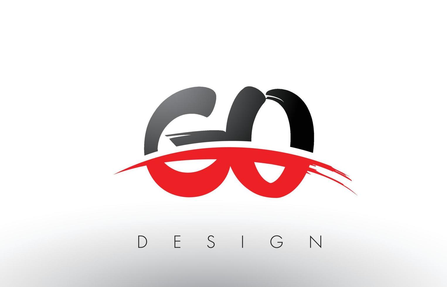 GO G O Brush Logo Letters with Red and Black Swoosh Brush Front vector
