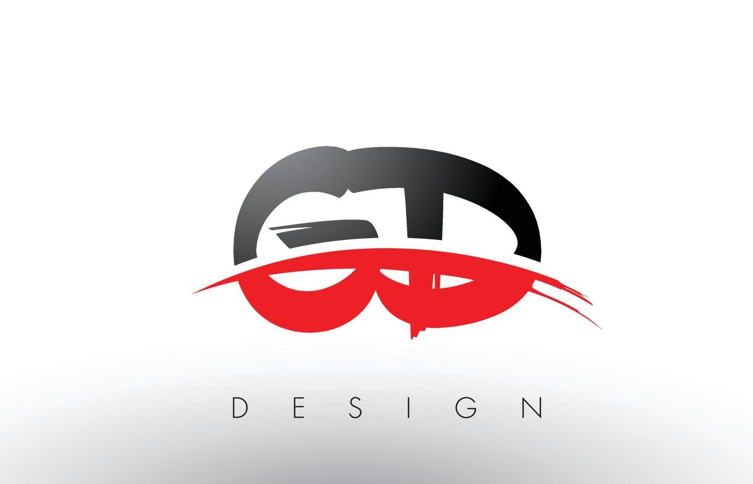 letras del logotipo del cepillo gd gd con frente de cepillo swoosh rojo y negro vector