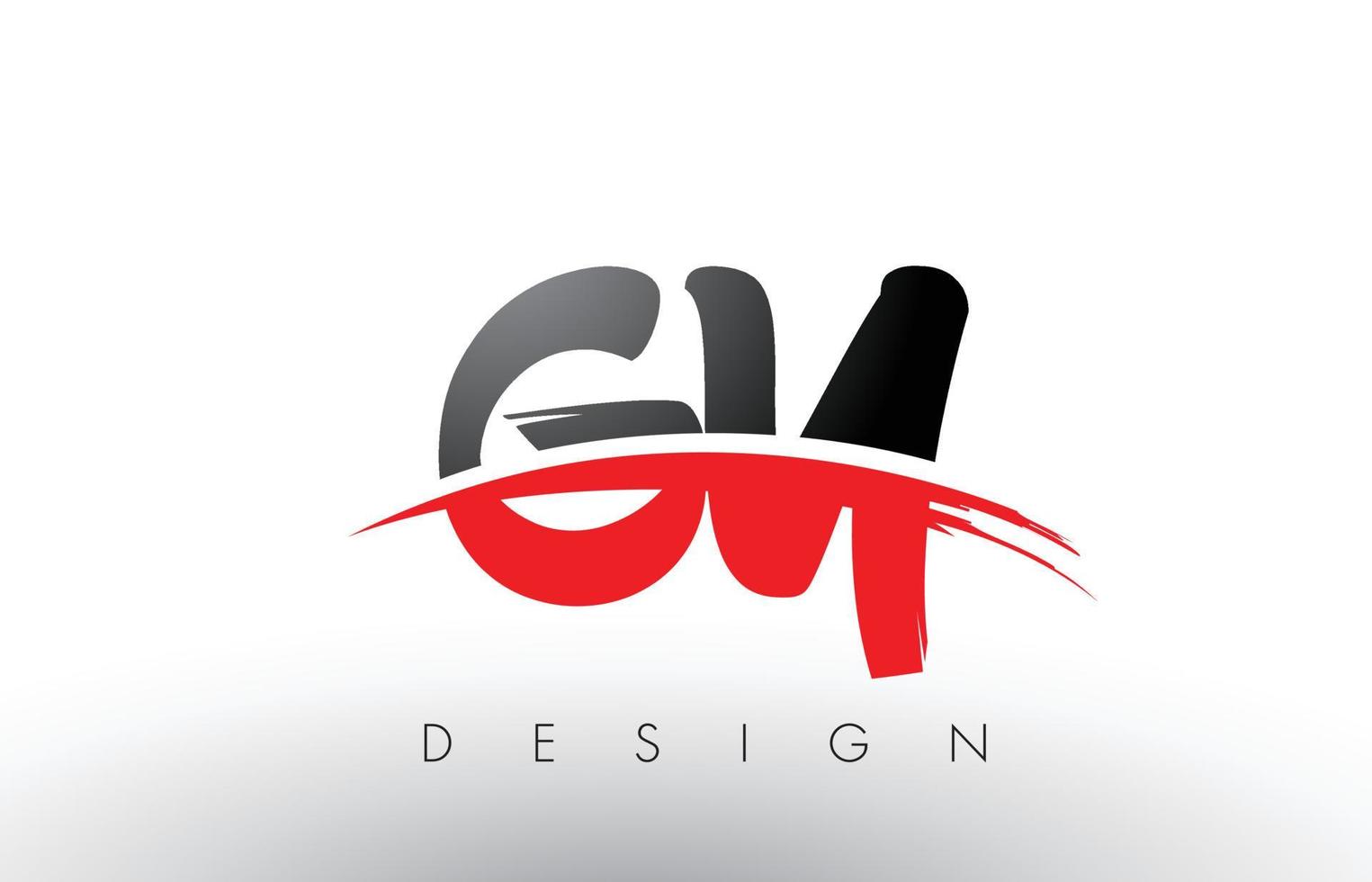 Letras del logotipo de gy gy brush con frente de cepillo swoosh rojo y negro vector