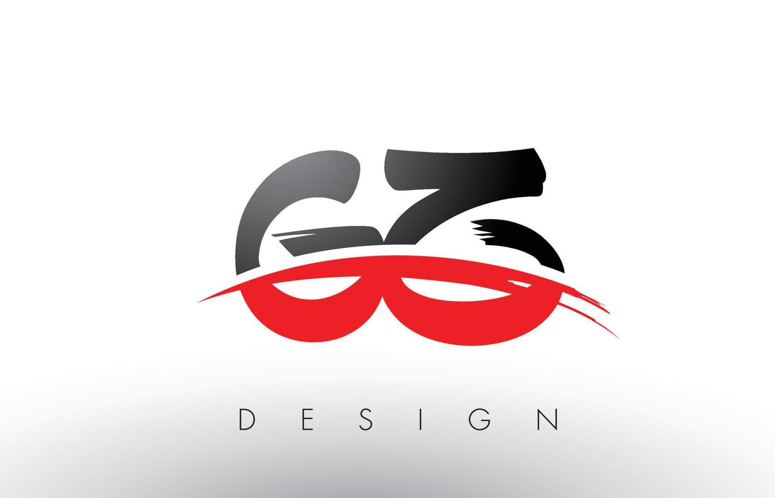 letras del logotipo del cepillo gz gz con frente de cepillo swoosh rojo y negro vector